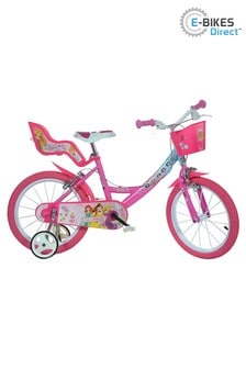 E-Bikes Direct Pink Dino Disney Princess Licensed Girls Bike with Doll Carrier - 16 Inch Wheel (P43077) | £140
