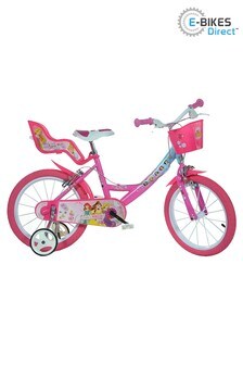 E-Bikes Direct Dino Disney Princess Licensed Girls Bike with Doll Carrier - 16 Inch Wheel