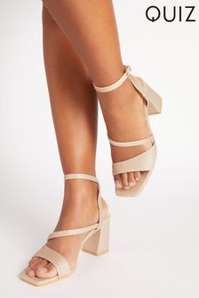 Quiz Glitter Low Block Heel Sandal