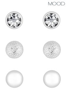 Mood Silver Plated 3 Pack Textured Studs