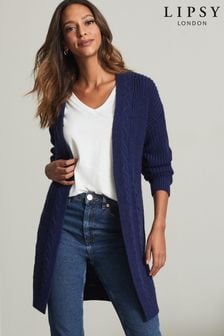 Lipsy Navy Blue Regular Knitted Cable Cardigan (P44352) | £39