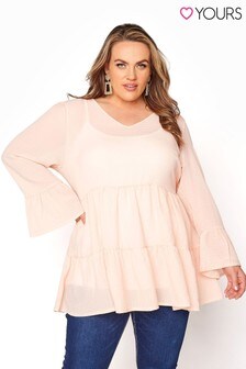 Yours Ruffle Sleeve Tiered Smock Top