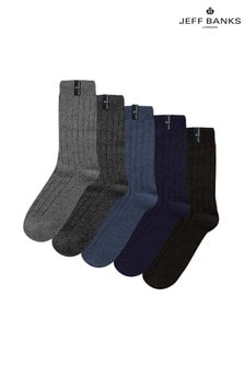 Jeff Banks Mens Wool Blend Boot Socks Five Pack