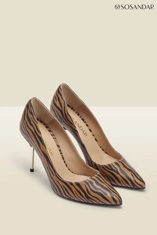 Sosandar Capri Tiger Print Leather Metal Heel High Court Shoe