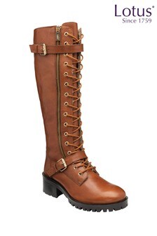 Lotus Footwear Leather Zip-Up Knee High Boots
