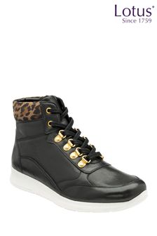 Lotus Footwear Leather & Leopard-Print Ankle Boots
