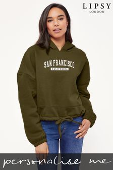 Personalised Lipsy San Francisco College Logo Womens Cropped Oversize Hoodie