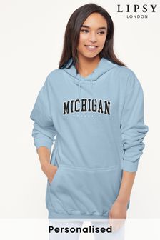 Personalised Lipsy Michigan College Logo Womens Hooded Sweatshirt