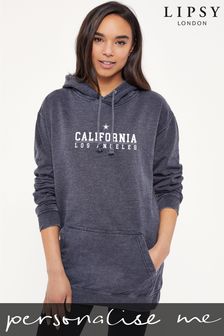 Personalised Lipsy California Los Angeles College Logo Womens Washed Hoodie