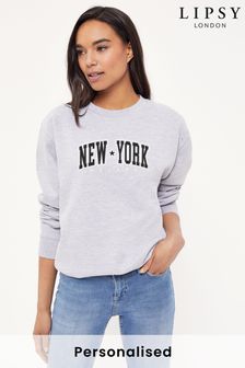 Personalised Lipsy New York College Logo Womens Sweatshirt (P54360) | £22