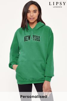 Personalised Lipsy New York College Logo Womens Hooded Sweatshirt
