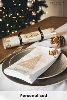 Personalised Four Christmas Tree Silhouette Napkins by Jonny's Sister (P56663) | £38