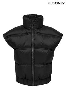 ONLY KIDS Black Short Puffer Waistcoat (P56748) | £24