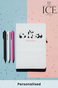 Personalised Panda A5 Notebook with Set of 3 Glitter Pens by Ice London