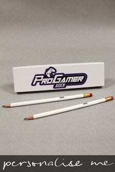 Personalised Pro Gamer 12 White Pencils & Box by Signature Gifts
