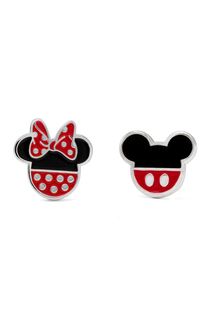 Peers Hardy Disney Mickey and Minnie Mouse Silver Plated Enamel Filled Earrings