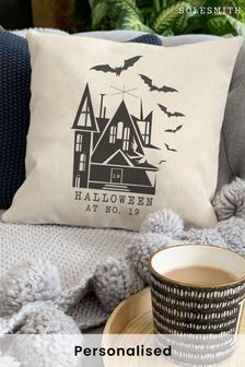 Personalised Halloween House Number Cushion by Solesmith (P64785) | £30