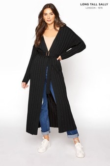 Long Tall Sally Ribbed Belted Maxi Cardigan