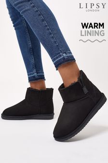 Lipsy Black Quilted Faux Fur Lined Boot (P66948) | £32