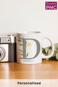 Personalised Floral Initial Mug by PMC (P66960) | £10