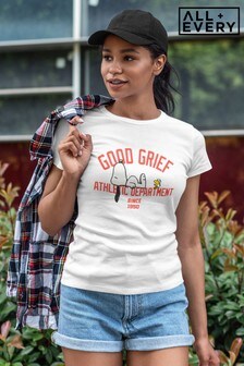 All + Every White Peanuts Good Grief Athletic Department Women's T-Shirt (P67414) | £20