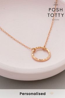 Personalised  Full Circle Rose Gold Necklace by Posh Totty Designs