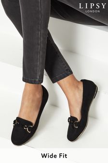 Lipsy Black Wide FIt Bow Chain Loafer (P69023) | £32