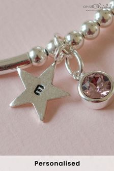 Personalised Sterling Silver Birthstone Star Bracelet by Oh So Cherished