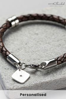 Personalised Hand Stamped Tag Leather Wristband by Oh So Cherished