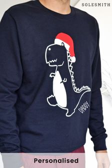 Personalised Adults Dinosaur Christmas Jumper by Solesmith (P69252) | £32
