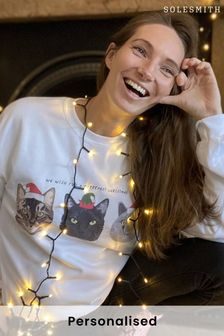 Personalised Cat Lovers Christmas Jumper by Solesmith (P69256) | £32