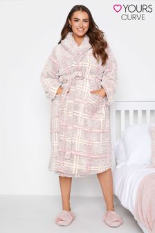 Yours Curve Check Shawl Collar Dressing Gown
