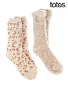 Totes Brown Ladies Twin Pack Recycled Chenille Supersoft Bed Socks (P69865) | £14