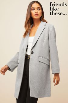 Friends Like These Grey Tailored Button Coat (P70709) | £59
