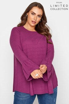 Yours Limited Flare Cuff Long Sleeve Rib Top