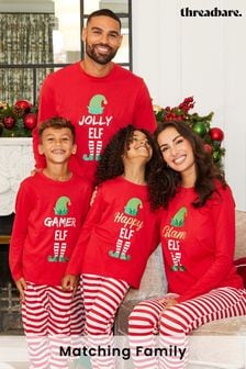 Threadbare Red Elf Mens Matching Family Christmas Cotton Pyjama Set (P71934) | £24