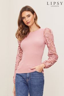 Lipsy Knitted Lace Sleeve Jumper