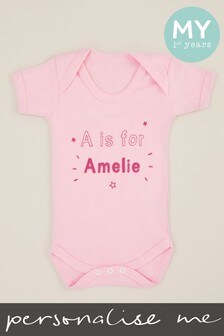 Personalised Pink ‘Letter’ is for ‘Name’ Bodysuit  by My 1st Years