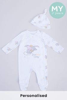 Personalised Disney Dumbo Baby Sleepsuit & Hat Set by My 1st Years (P74044) | £28