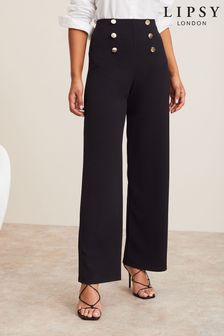 Lipsy Military Button Military Wide Leg Trouser (P74459) | £32