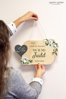 Personalised Wooden Wedding Countdown Sign by Jonny's Sister
