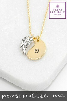 Personalised Contemporary Angel Wing Necklace by Treat Republic