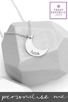 Personalised Crescent Moon Necklace by Treat Republic