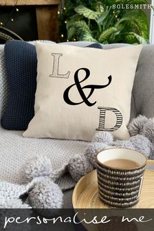 Personalised Spots and Stripes Initials Cushion by Solesmith