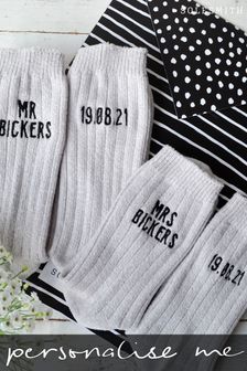 Personalised Embroidered Couples Wedding Socks by Solesmith