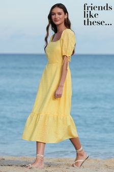 Friends Like These Short Sleeve Broderie Midi Dress