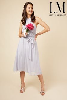 Little Mistress Grey Crossover Halterneck Bridesmaid Dress (P76912) | £65
