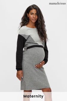 Mamalicious Maternity Colourblock Knitted Dress