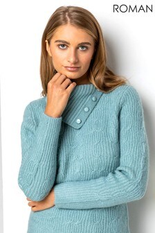 Roman Cable Knit High Neck Jumper