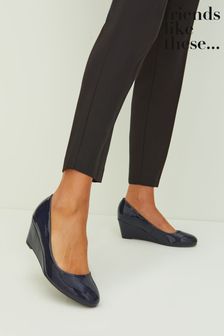 Friends Like These Navy Patent Wedge Court (P77120) | £32